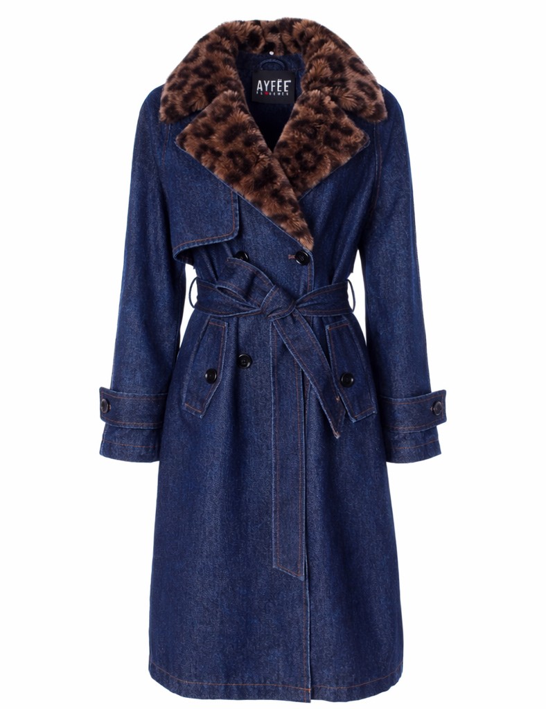 TRENCH DENIM COLLO FAKE FUR REMOVIBILE,4 TG,100%PL,MADE IN PRC                  